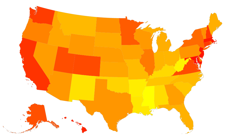 The Highest and Lowest Income States